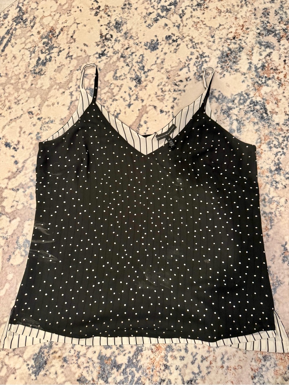 WHBM Polka Dot Cami Tank Top Black White M